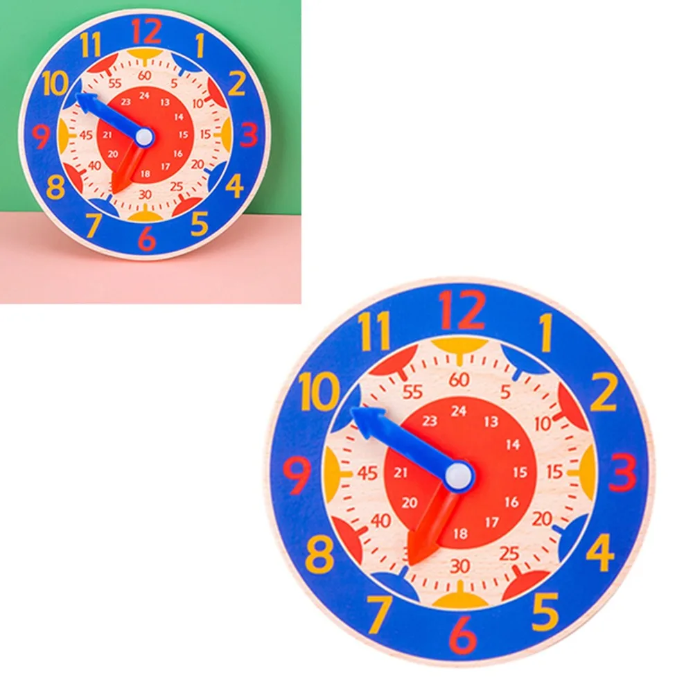 Wooden Material Wooden Teaching Clock Improve Observation Cognitive Learning Educational Toy Clock Teaching Function