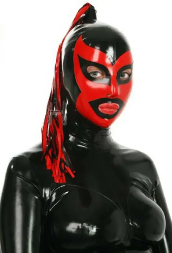 

100%Latex Rubber Overall Catsuit Sexy Maske Hood Party Bodysuit 0.4mm S-XXL