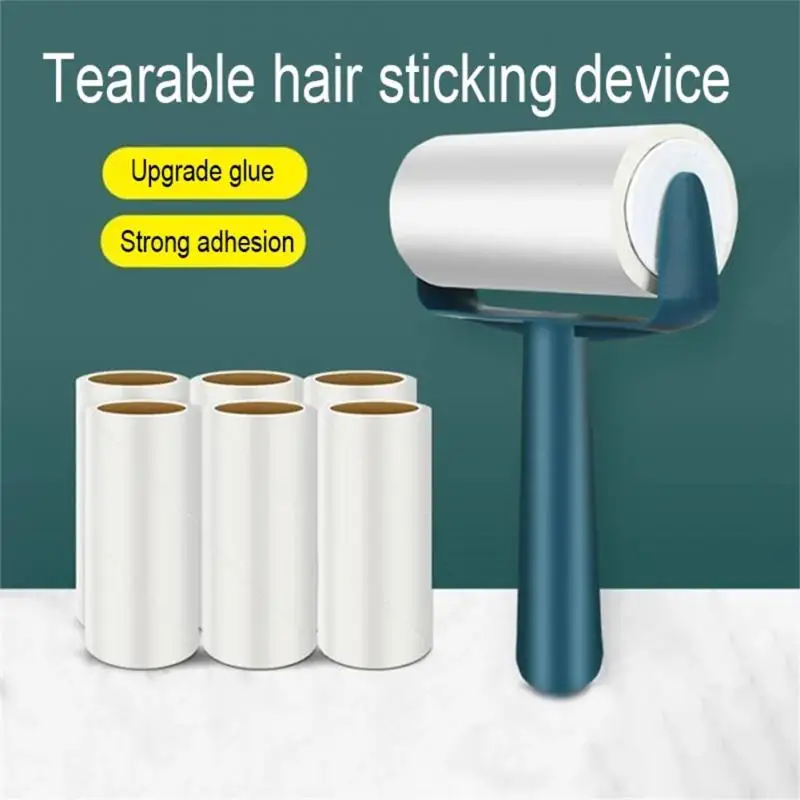 Tearable Roll Paper Sticky Roller Dust Wiper Pet Hair Clothes Carpet Tousle Remover Portable Replaceable Cleaning Brush Tool