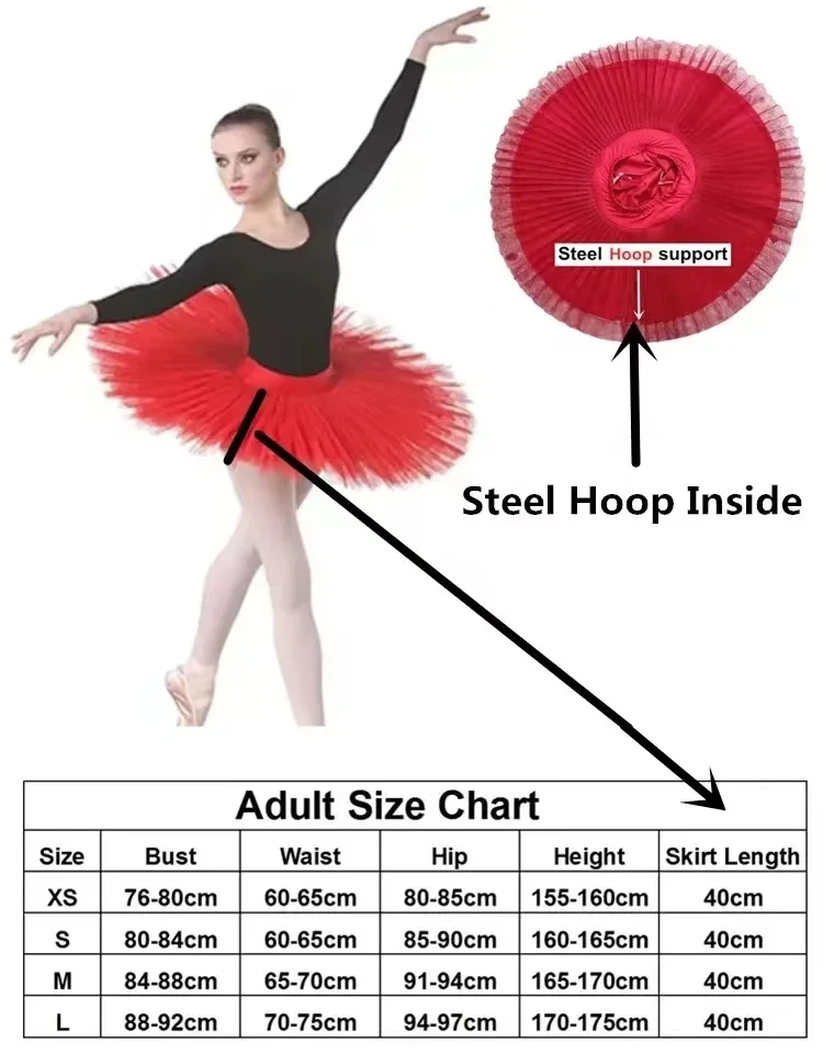 Over Size Black Ballet Dance Costumes For Beauty Tulle Sugar Pancake Tutu Skirt Swan Lake