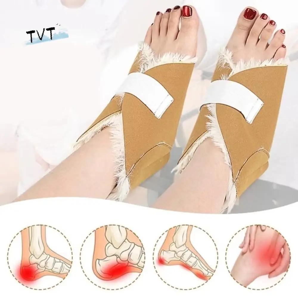 

1PC Heel Support Plush Foot Heel Warmer with Securing Strap Warm Rabbit Fur Ankle Cover Thickened Soft Cowhide Feet Cover Unisex