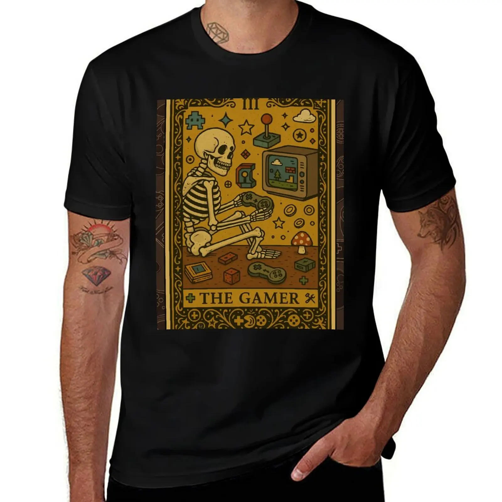 

The Gamer: A Tarot of Pixels and Persistence T-Shirt animal prinfor boys Funny t-shirt Man t-shirt big and tall t shirts for men