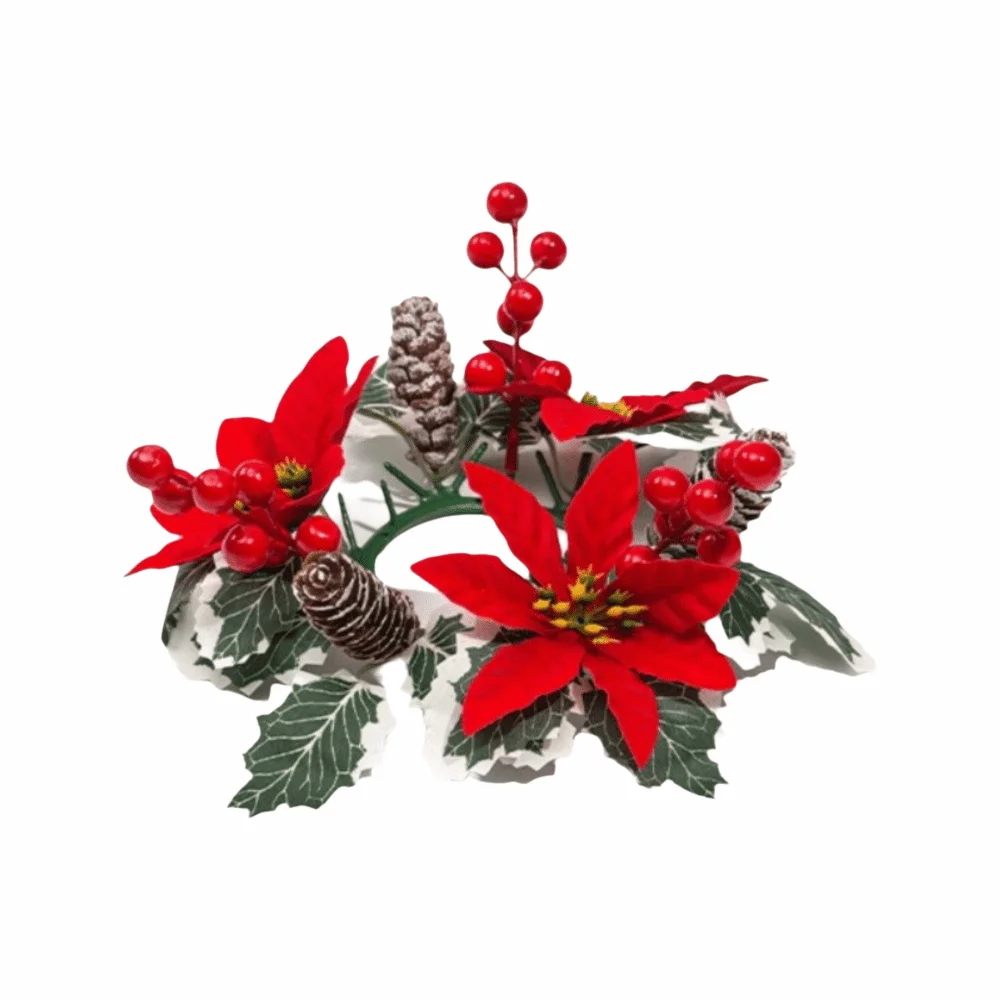 Artificial Flower Flowers Wreath Candle Holder Plastic Classic Christmas Wreath Window Display Props Multifunctional