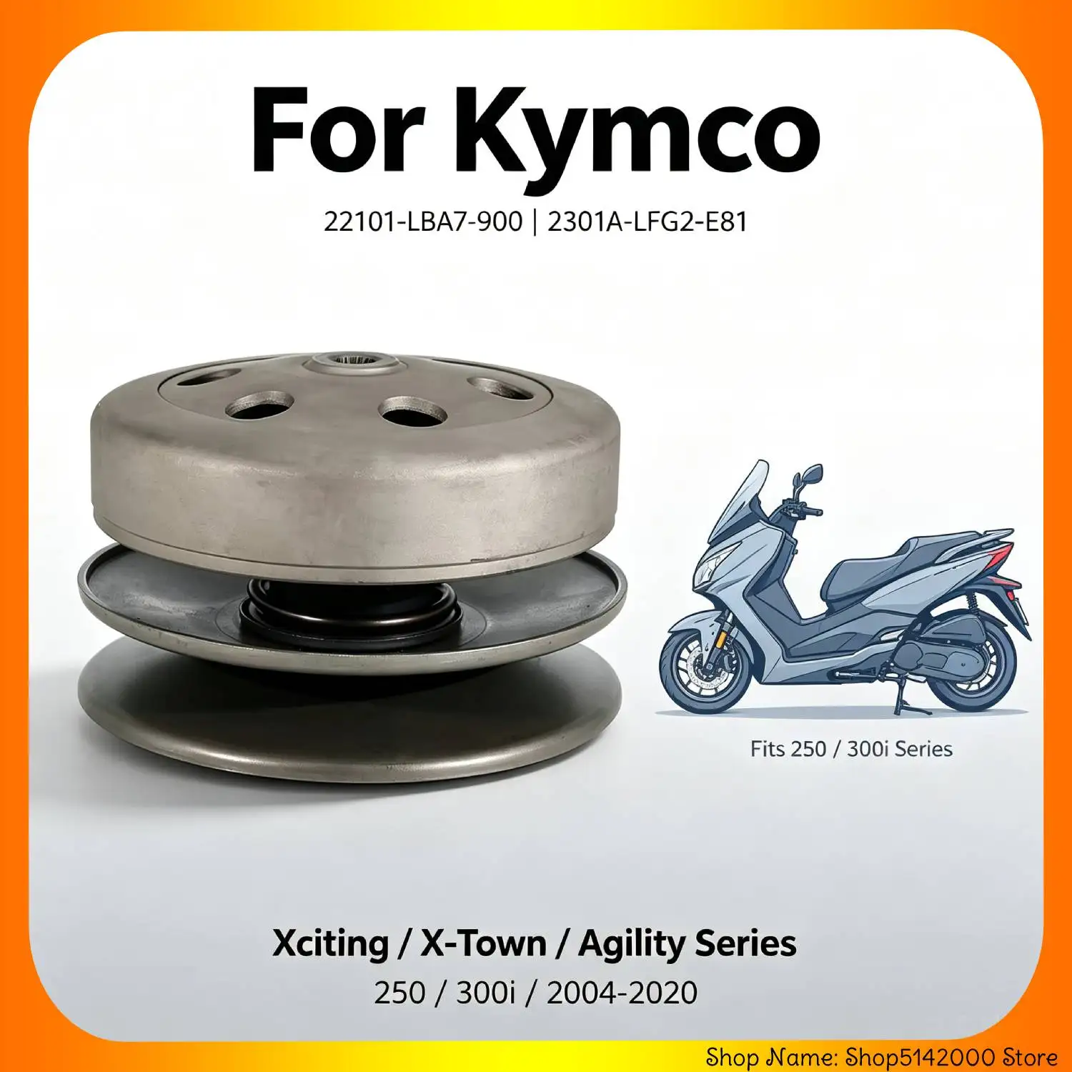 Motorcycle Secondary Driven Clutch for Kymco Xciting 250 / X-Town 300i / Agility 300 R16 Euro OEM:22101-LBA7-900 /2301A-LFG2-E81