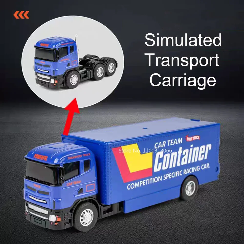 1: 64 Container Trailer Toys Alloy Models Cars Doors Opened Pull Back Miniature Flatbed Transport Vehicles Boys Festival Gifts