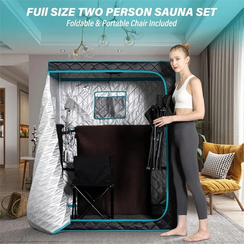 Full Size Far Infrared Sauna Two Person Home SPA 1 or 2 Person Privacy Indoor Saunas for Relaxation Detox