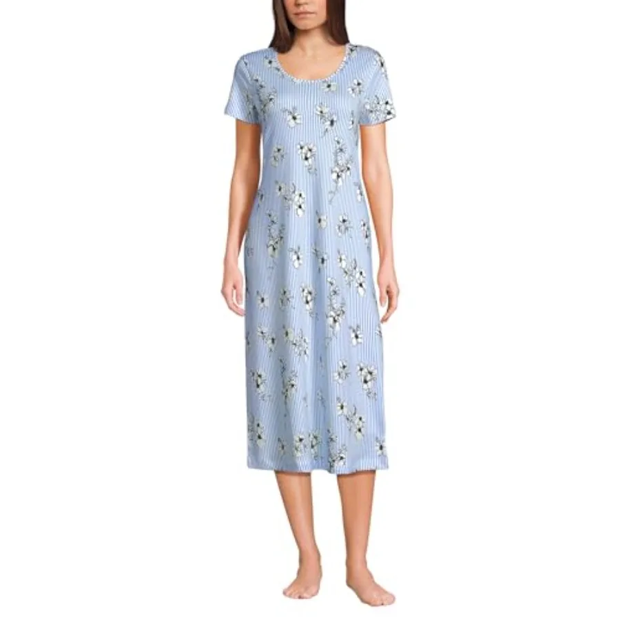 Women's Cotton Short Sleeve Midcalf Nightgown