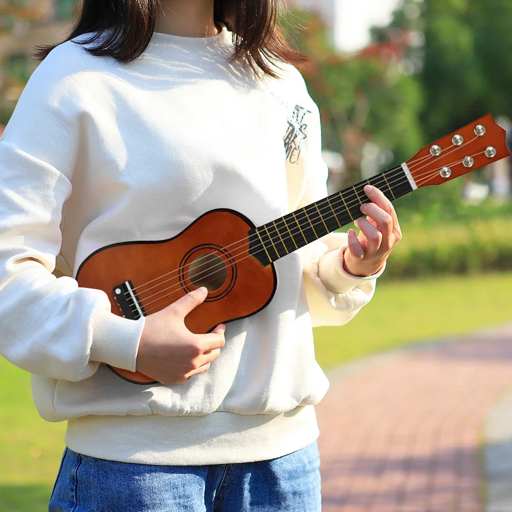 21 inch Basswood Ukulele 6 Strings Small Acoustic Guitar Musical Instruments for Children Kids Beginners Playing Learning Toy