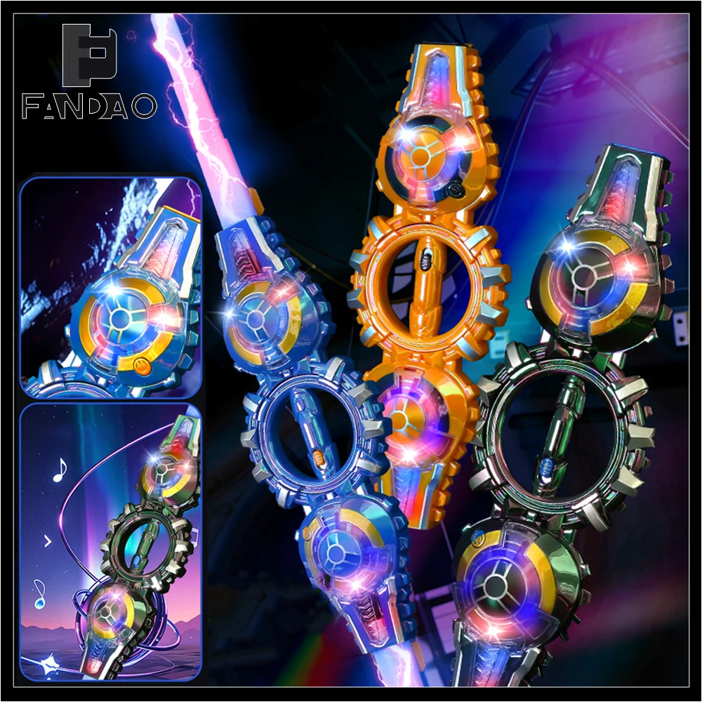 Double-Edged Lightsaber Extendable Rotating LED Light Lightsaber Toy with Flashing Light Sound Effects For Kids Adult Cosplay