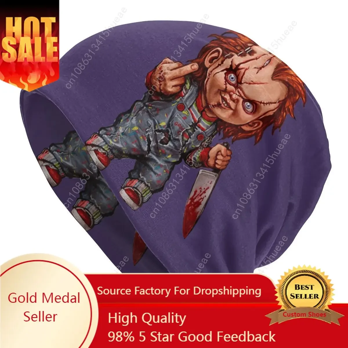 

The Killer Doll Chucky Bonnet Femme Hippie Knitted Skullies Beanies Cap Winter Warm Child's Play Horror Movie Slouchy Beanie Hat