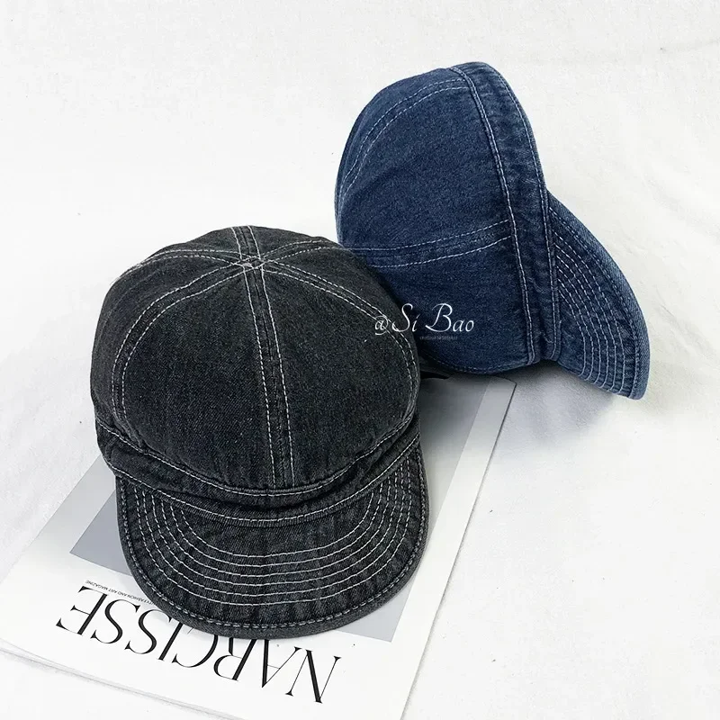 Spring Autumn Fashion Short Brim Denim Cap Summer Outdoor Leisure Visor Hat Trend Baseball Caps Hip Hop Sport Hats Present