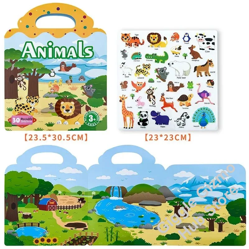 

Busy Book for Toddlers Ages 2-6 Quiet Book Preschool Learning Activity Reusable Sticker & Velcro Matching Montessori Fine Mot