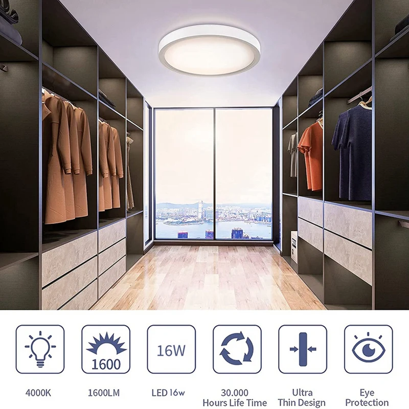 LED ضوء السقف شقة مستديرة ضوء السقف 16 واط ، LED إضاءة السقف للحمام غرفة نوم غرفة المعيشة المطبخ الحمام