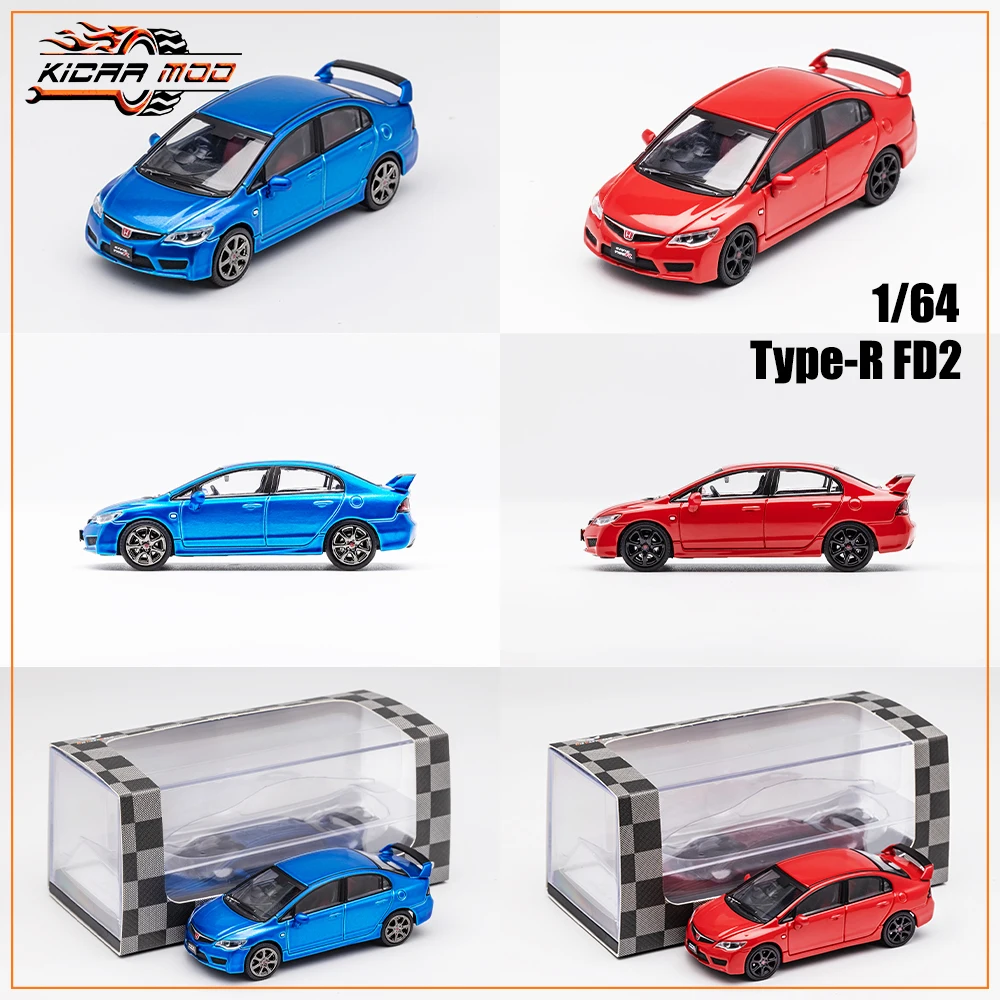 DCT 1:64 Civic Type R Miniature Model Car Vehicle 1/64 Vintage Diecast Toy with Box Hobby Collection for Teenagers Adults Gifts