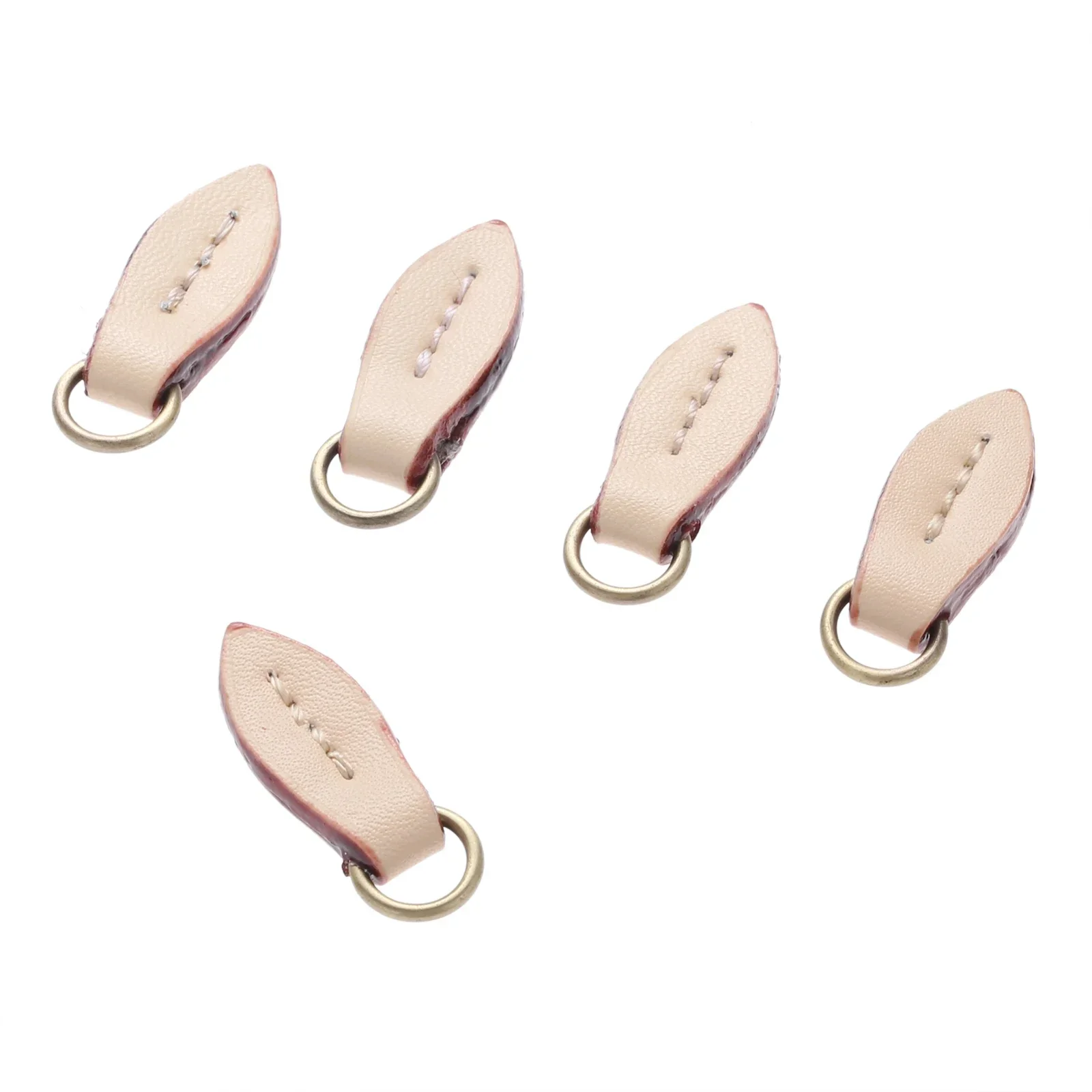 5 Pcs 33*11mm Genuine Leather Zipper Pullers Leaf Shape Pull Head Replacement Sewing Craft Bag Fasteners Leather Alloy Pendant image 5