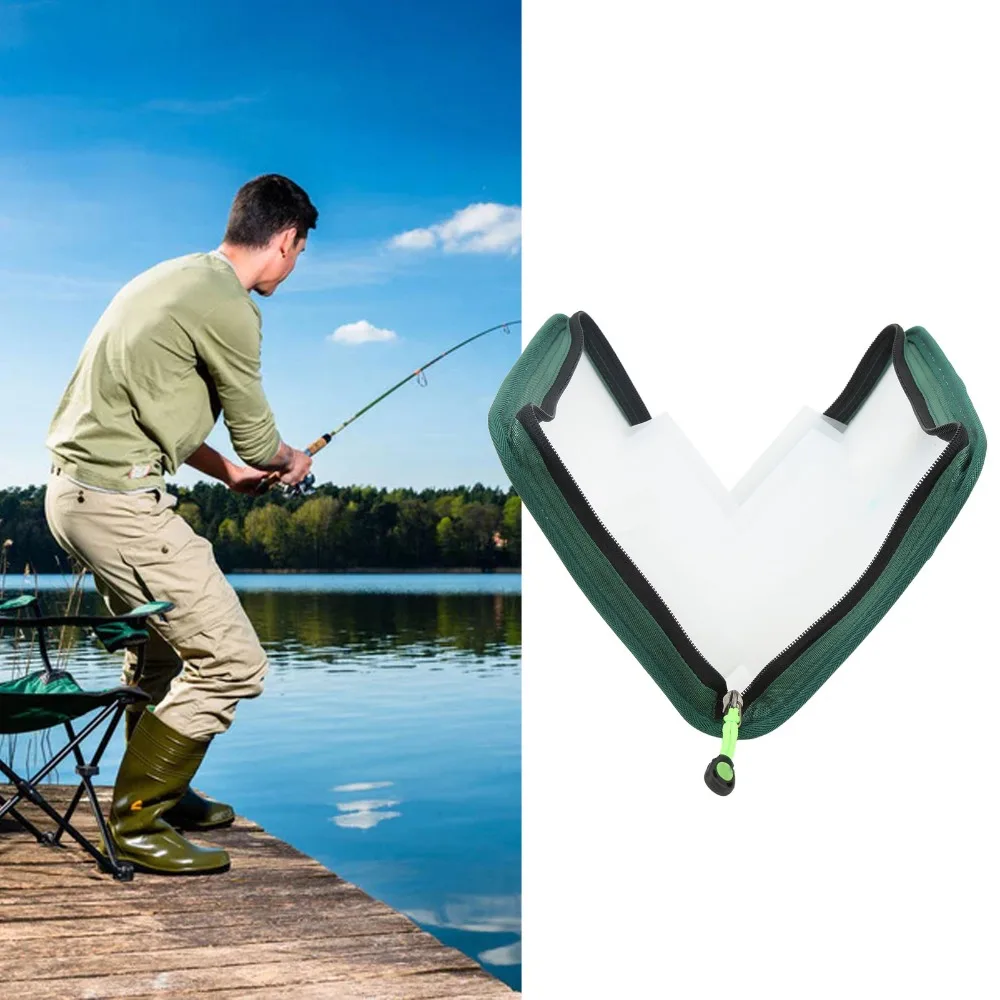 Clear Visual Fishing Lures Storage Case Hard Shell Two Way Zippers Fishing Tackle Box Multiple Compartments Bait Storage Case