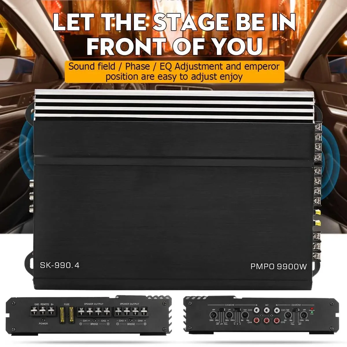 자동차 홈 오디오 전력 증폭기 4 채널 12V 자동차 디지털 앰프 자동차 사운드 앰프 홈 자동차 용 서브 우퍼 최대 9900W 증폭