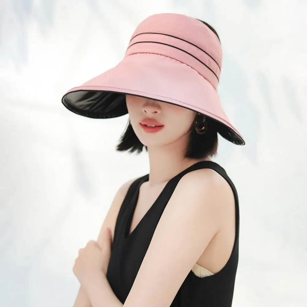 Open Top Sun Hat Women’s Wide Brim Sun Hat with Ponytail Hole Breathable Uv Protection Floppy Hat for Summer Beach for Women
