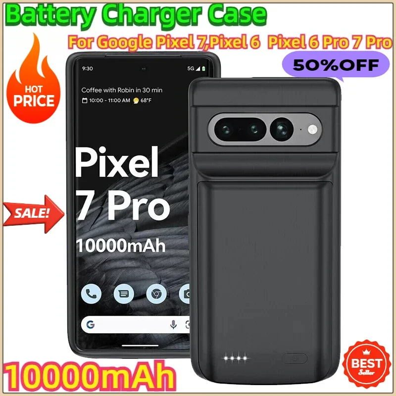 10000mAh Battery Charger Case Power Bank Charging Cover Slim Power Case for Pixel 6 Pro 7 Pro  Google Pixel 7 Pixel 6