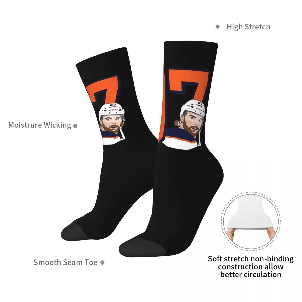 Connor McDavid 97 For Edmonton Oilers Fans Socks Harajuku High Quality Stockings All Season Long Socks  Christmas Gifts