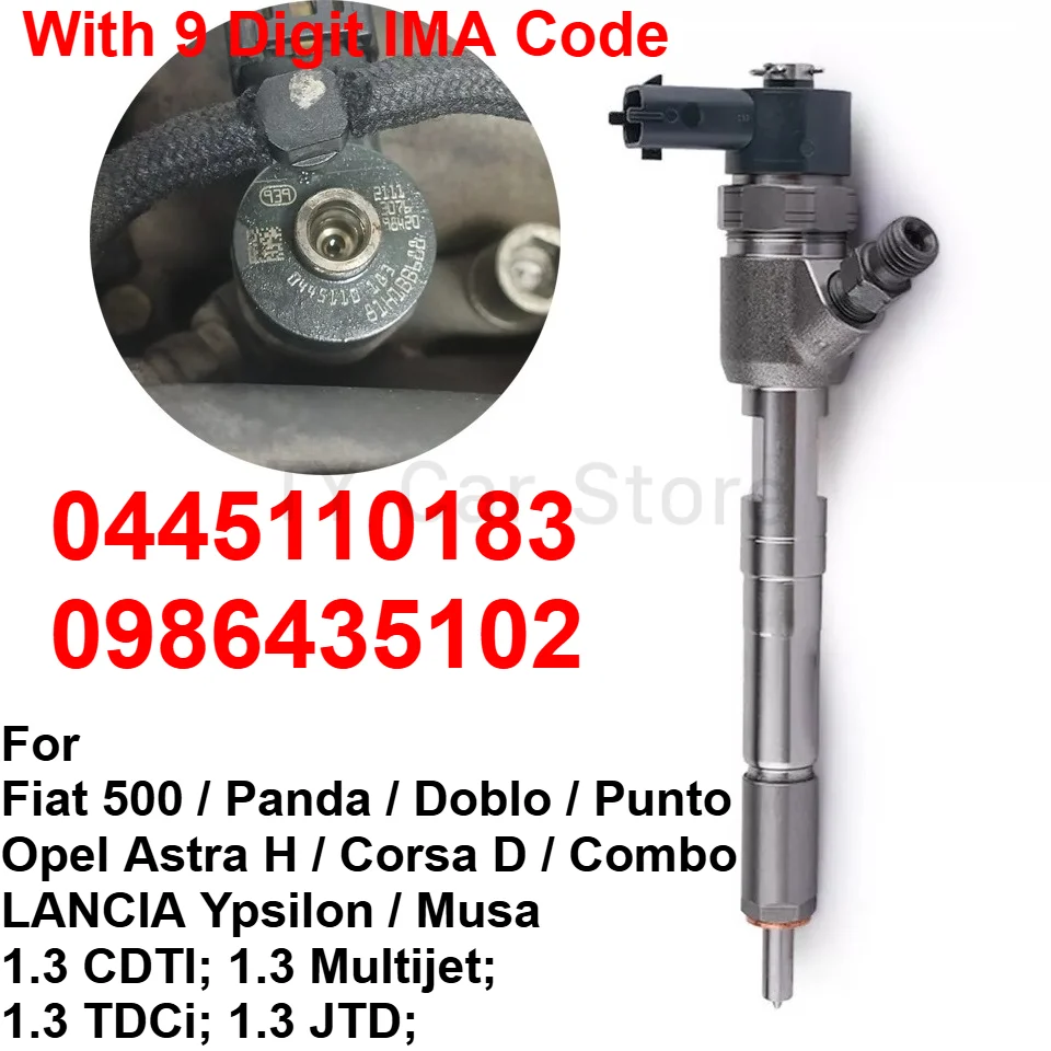 

0445110183 Diesel Fuel Injector With IMA Code For Fiat 500 Panda Punto Opel Vauxhall Corsa Combo 1.3 JTD MultiJet 0445110 183
