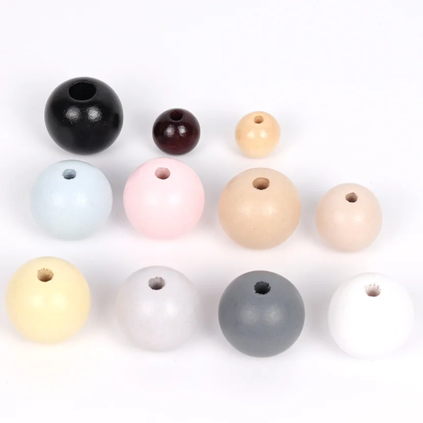 12 14 16 18 20 25 30mm Colorful Eco-Friendly Printing Round Wooden Beads Hemu DIY Crafts Jewelry Custom Kid\'s Toys Accessories