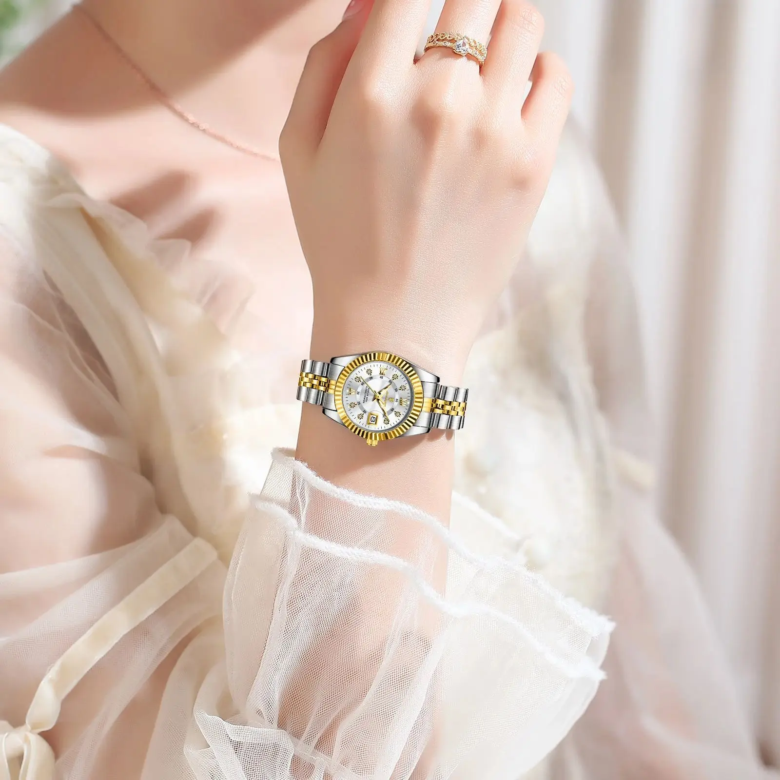 POEDAGAR, relojes de lujo para mujer, Reloj de pulsera resistente al agua con fecha luminosa para mujer, Reloj de cuarzo elegante de acero inoxidable para mujer, Reloj