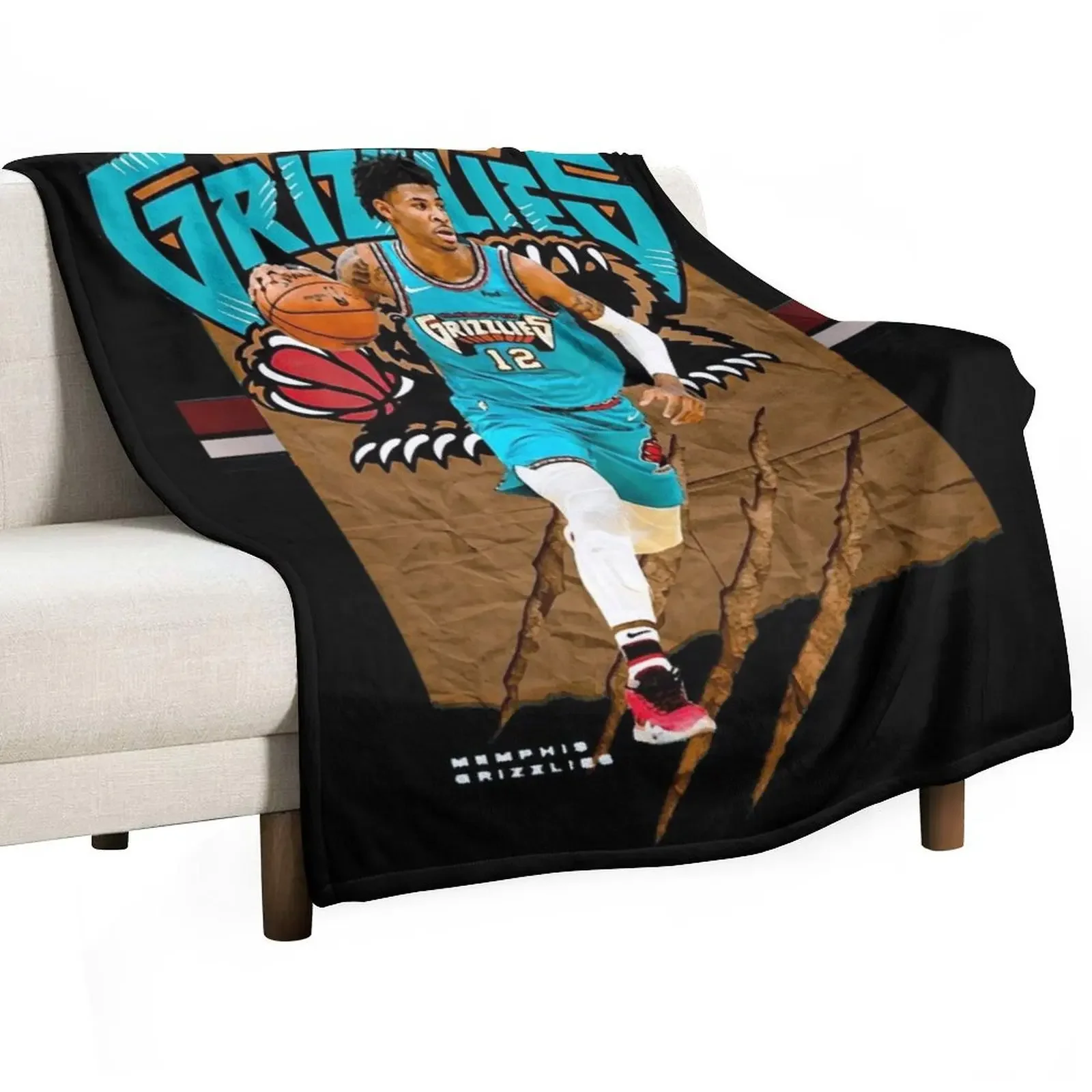 

Memphis Grizzlie Morant Basketball Throw Blanket Decorative Beds Nap Blankets