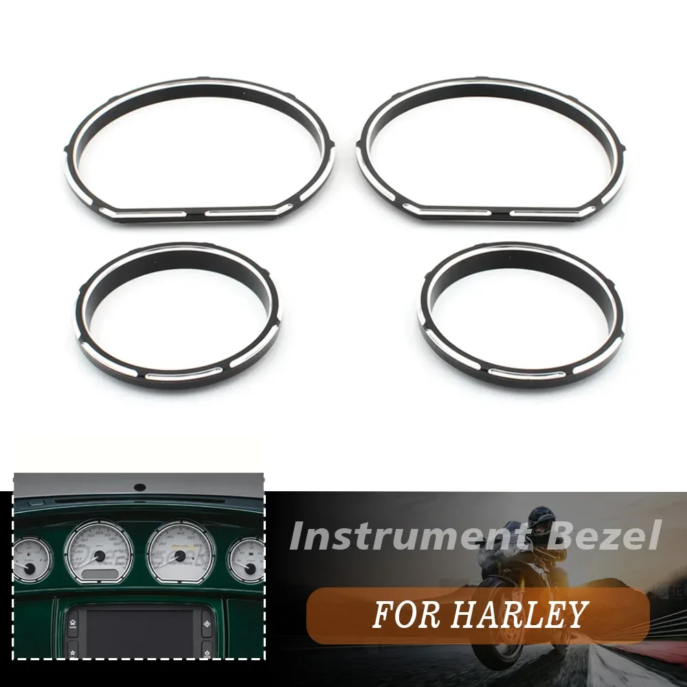 

4Pcs Instrument Board Gauge Bezel Kit Speedometer Trim Ring Cover For Harley Davidson Touring Electra Street Glide 2014-2023