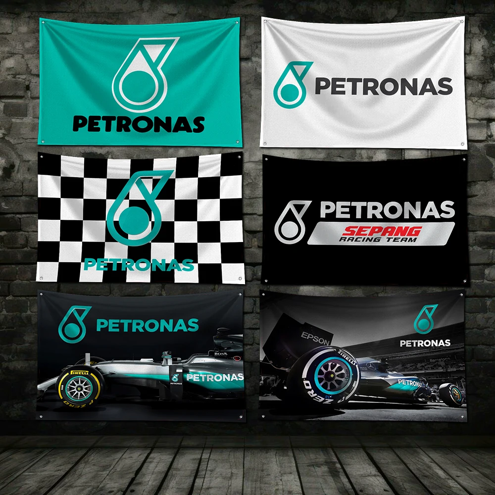 Bandera de aceite de P-PETRONAS de 3x5 pies, pancarta de impresión Digital de poliéster para decoración de pared de garaje con ojales de latón