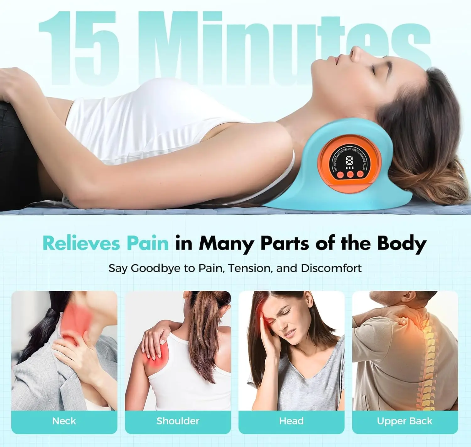 Portable Neck Massager with Heat & Vibration - 3 Modes, Adjustable Intensity for Shoulder Relaxation at Home or Office view 4