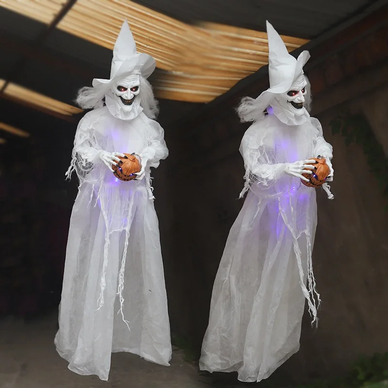 Halloween decoration old witch broom witch ornament electric sounding induction big witch role play tabletop game