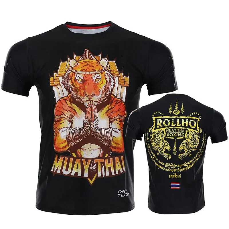 

Муай Тай боевая спортивная тренировочная футболка для мужской одежды пуловер с круглым вырезом рубашка Harajuku Street забавная футболка с рисунком кота
