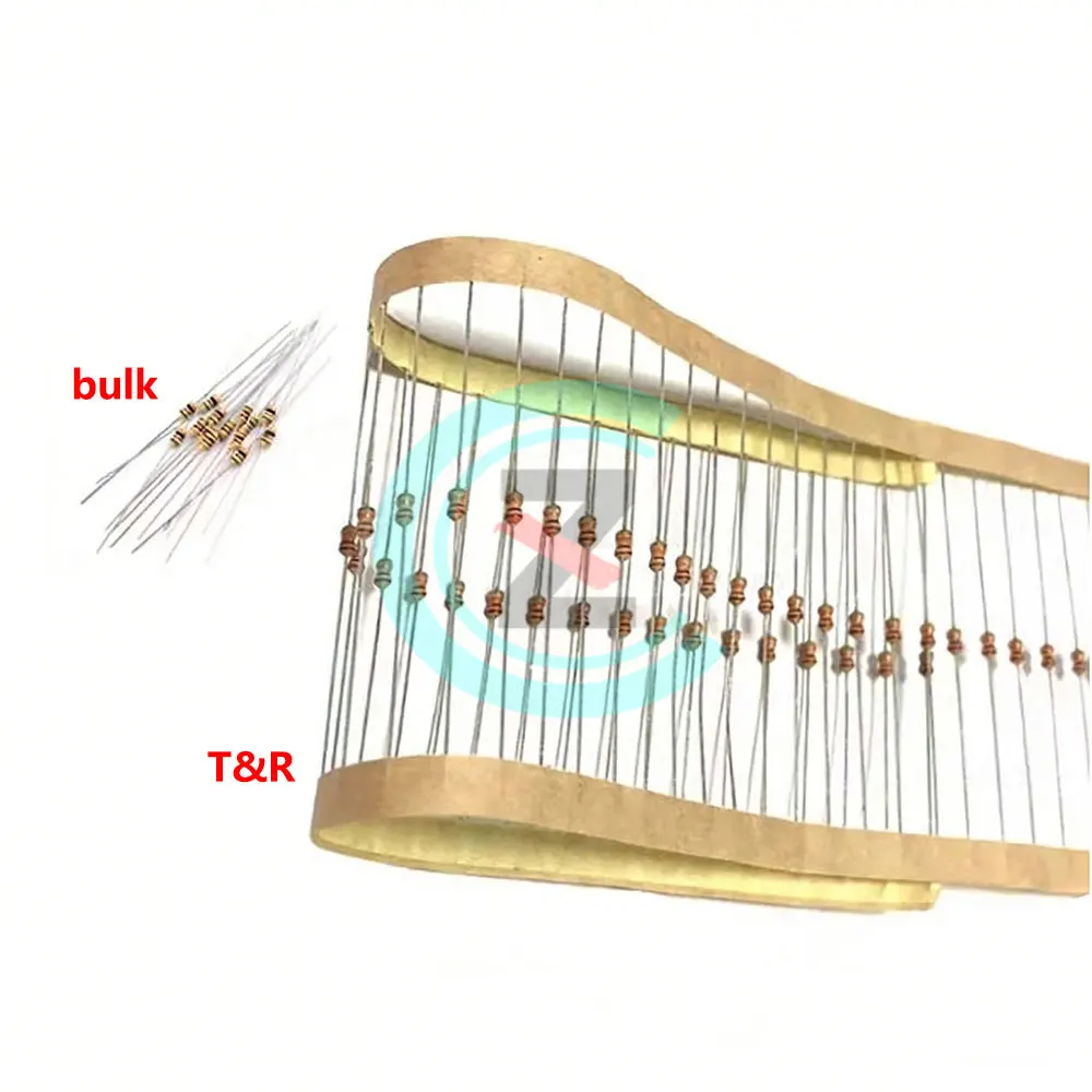 1000PCS 1/6W Carbon Film Resistors 5% 1R-1M 1.2 1.5 2 2.2 3 3.3 4.7 5.1 10K 12 15 22 47 100 150 200 470ohm Color Ring Resistance