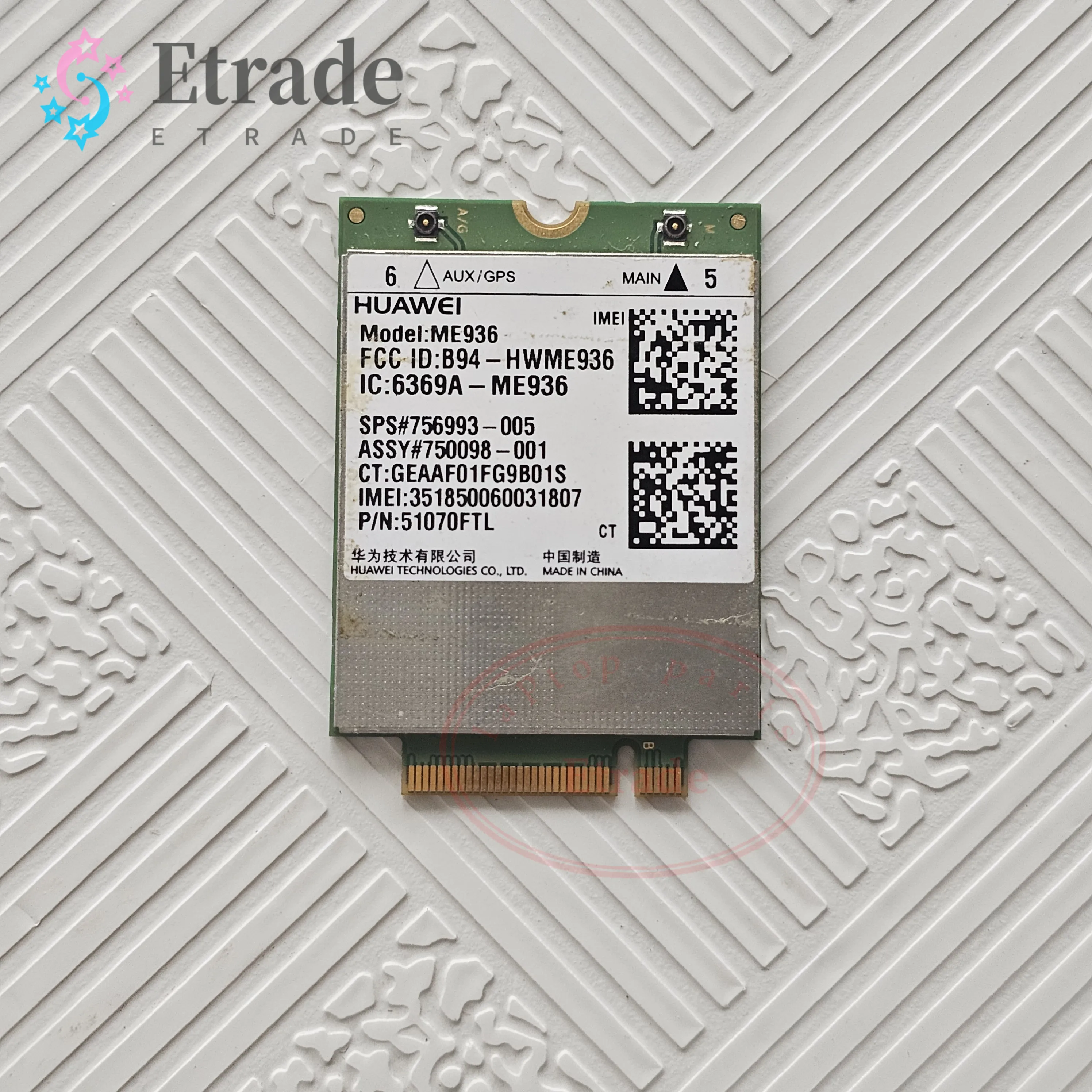 

For HP Stream 11-R Series Laptop For Huawei ME936 4G LTE Module NGFF M.2 Wireless Card 756993-005.