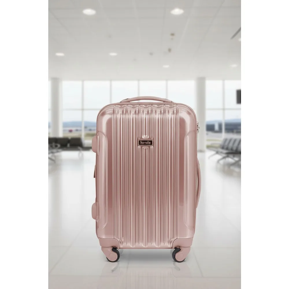 

20" Expandable Carry-On Luggage with TSA Lock & Spinner Wheels, Lightweight Rose Gold Suitcase for Travelers