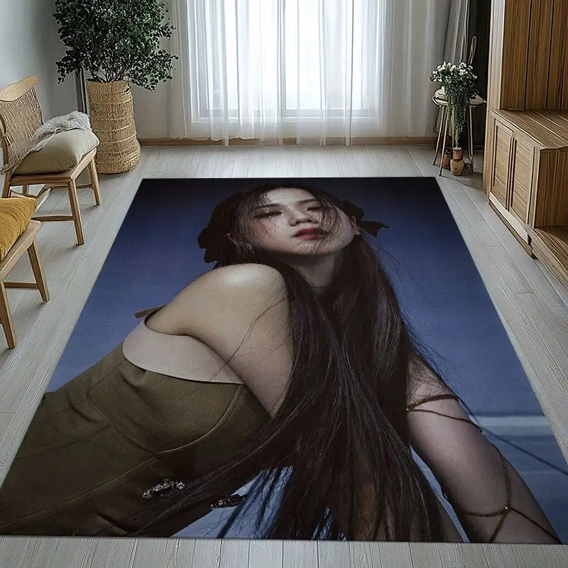 Korean Idol J-Jisoo EYES CLOSED Soft Non-Slip Large Area Rug for Living Room,Bedroom Playroom Carpet Mat for Sofa,Home Decor