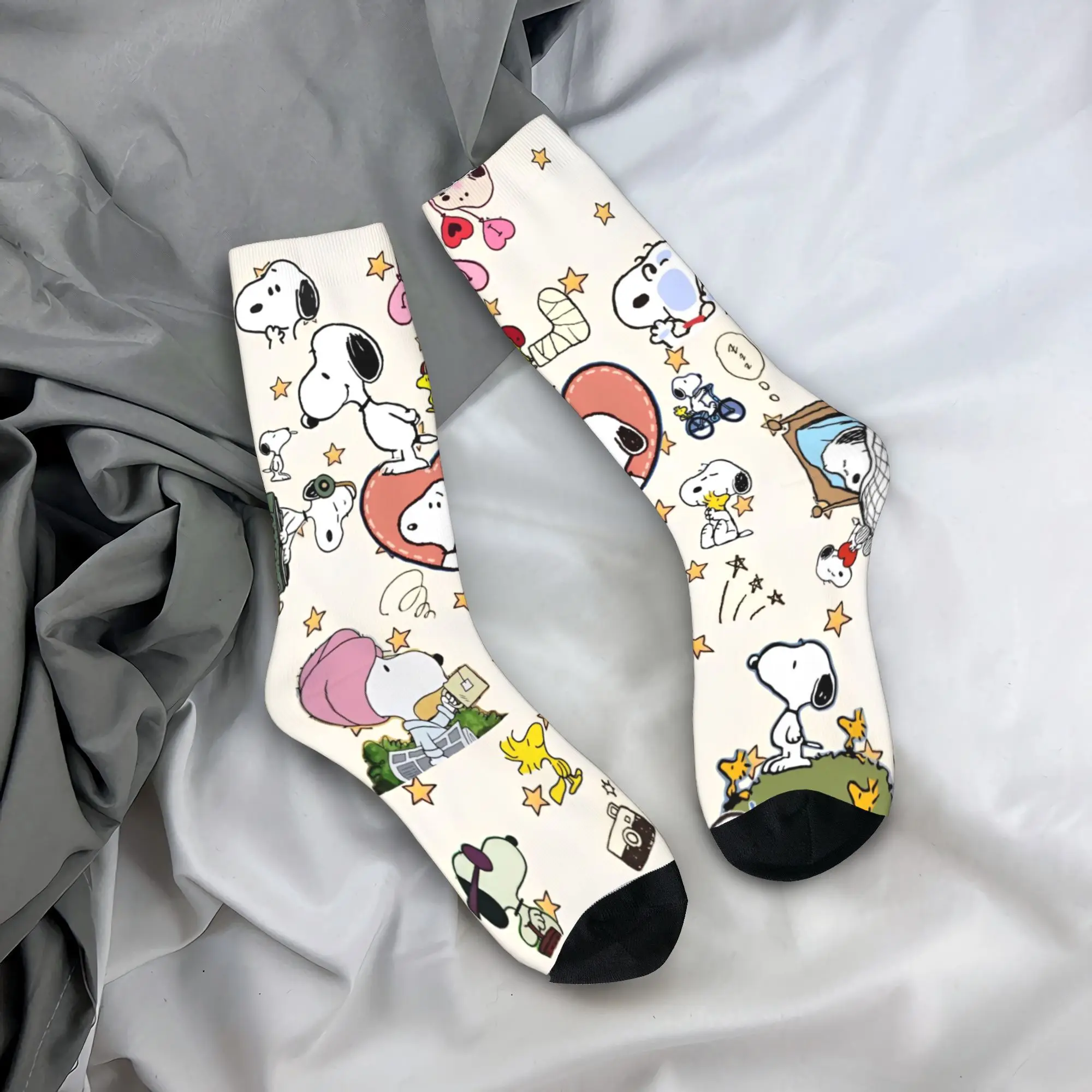 

Сумасшедший дизайн Snoopy Woodstock носки для скейтборда длинные носки из полиэстера с героями мультфильмов для женщин и мужчин дышащие