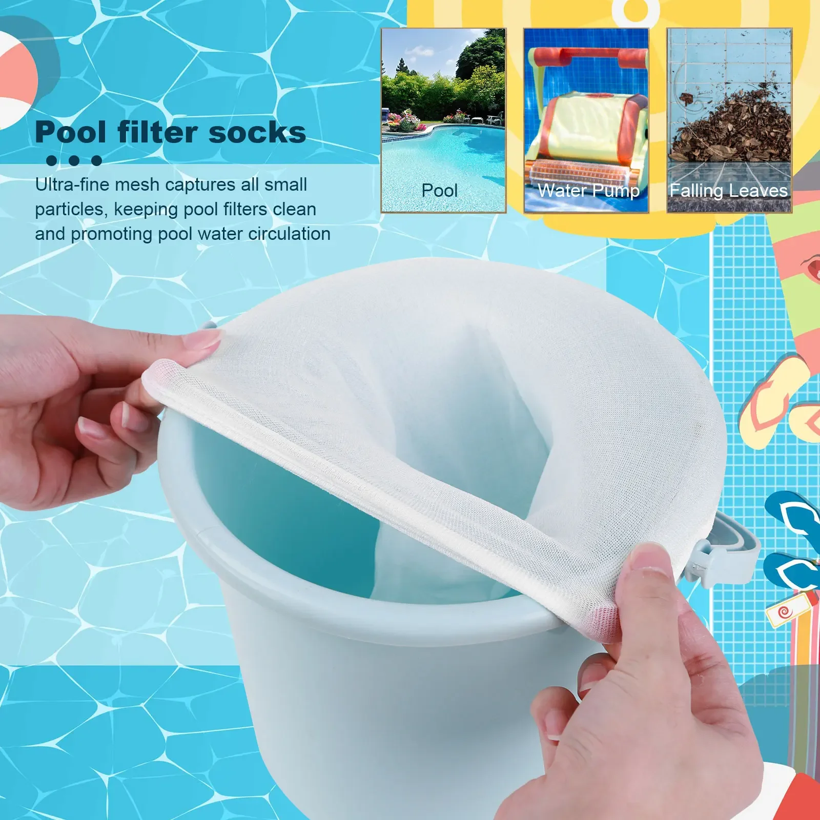 10/20/50/100pcs Filter Storage Pool Skimmer Socks Nylon Swimming Pool Filter Socks For Baskets Skimmers White Pool Supply