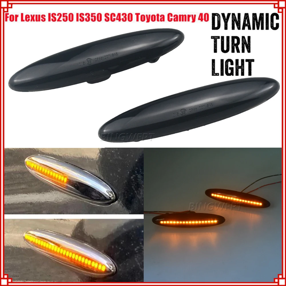 2PCS LED Flowing Turn Signal Side Marker Light For Lexus IS250 IS350 SC430 for Toyota Mark X Crown UZZ40 Highlander Camry ACV40