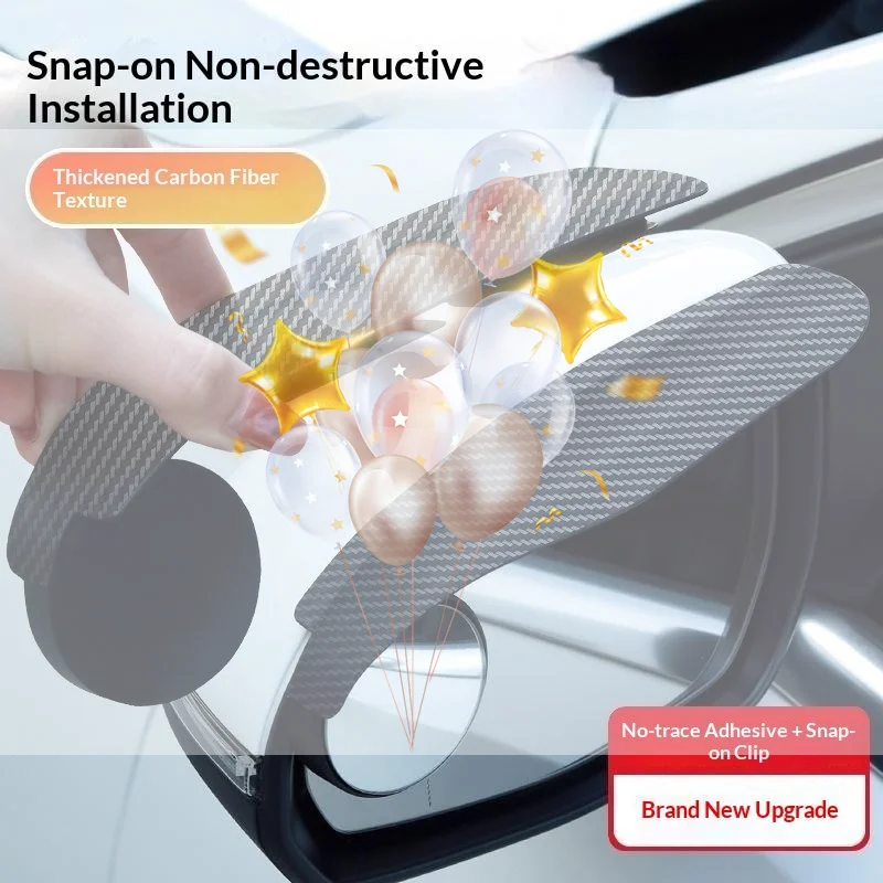 Universal Car Blind Spot Rearview Convex Mirror Rainproof Wide Angle Rain Shield No Drilling Easy Installation
