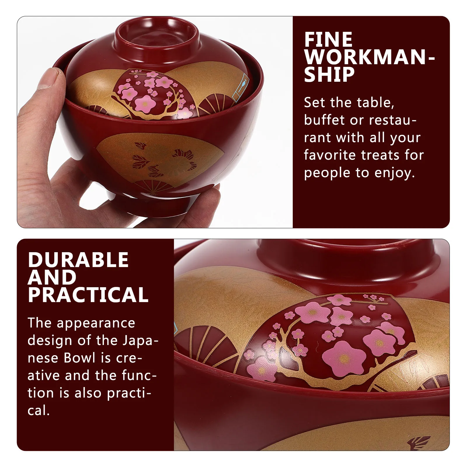 

Миска для супа с крышкой в японском стиле, небольшой гладкий контейнер для супа с боуком, креативный дизайн, практичный для использования