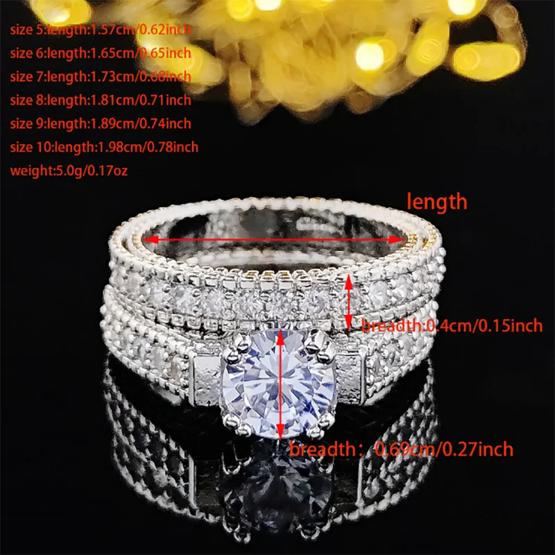 تصميم جديد الجمعة السوداء جديد فضي اللون خواتم العروس مجموعة الزفاف 2 قطعة النساء المشاركة إزالة الأعشاب الضارة الفاخرة لمجوهرات الاصبع R4434