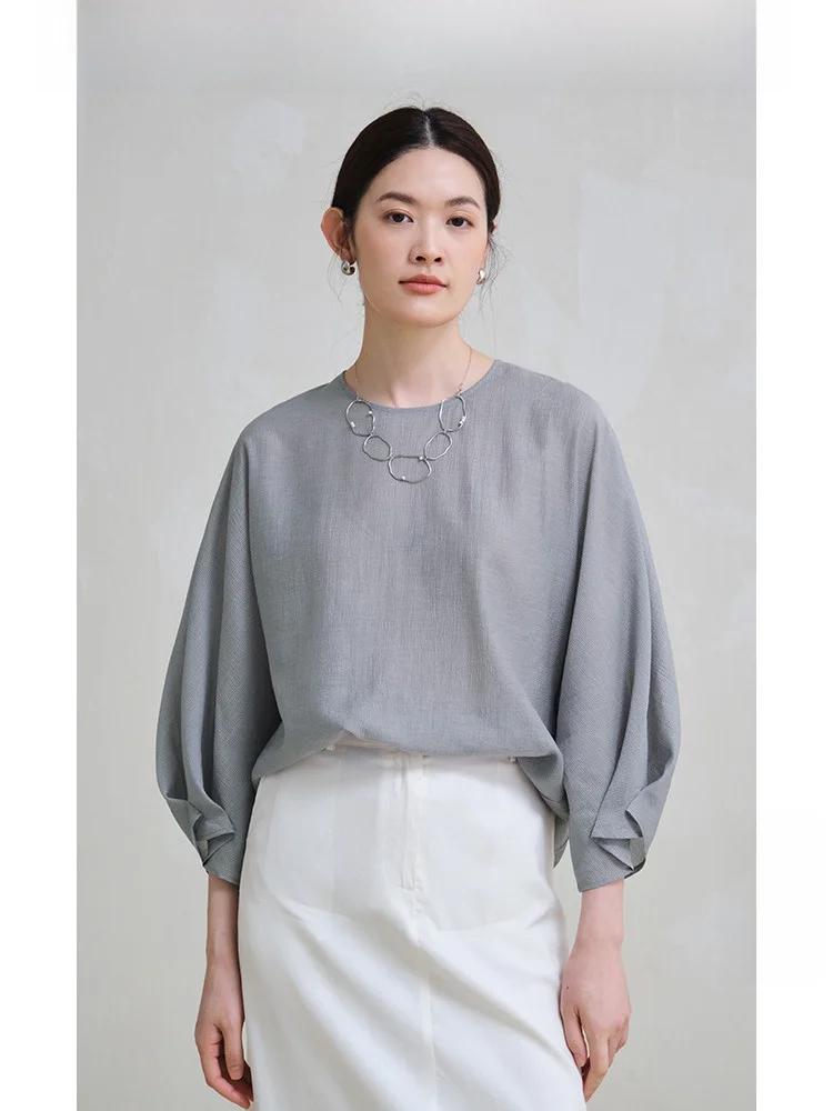 

Оригинальная ацетатная текстура для путешествий, глаз Batwing Sve, женская весенняя новинка, топ Ele Bla, удобный дышащий повседневный топ...