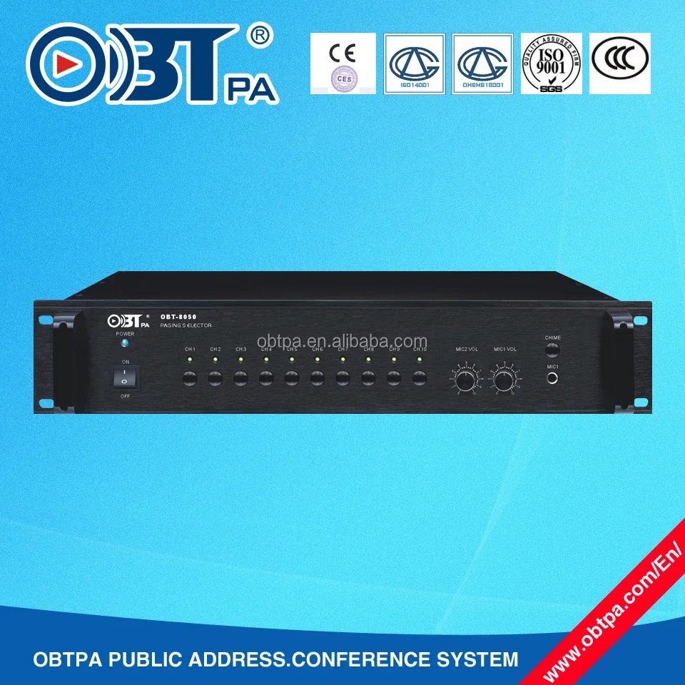 OBT-8050 PA System Digital 10 Zones Paging Selector Speaker Selector