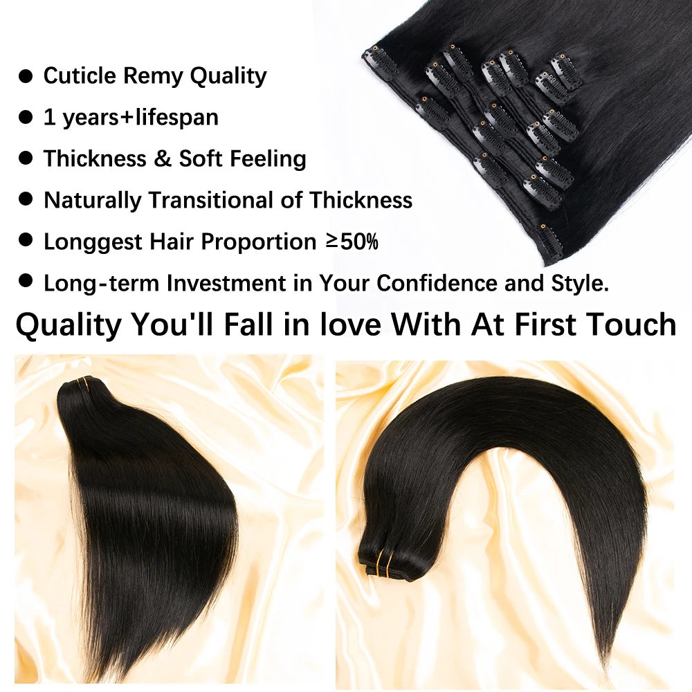 # 1 جت أسود كليب شعر مستعار بشري قسط ريمي وصلة شعر طبيعية كليب على هيربيسي الحرير وناعم 120 جرام 12-24 بوصة 7 قطعة