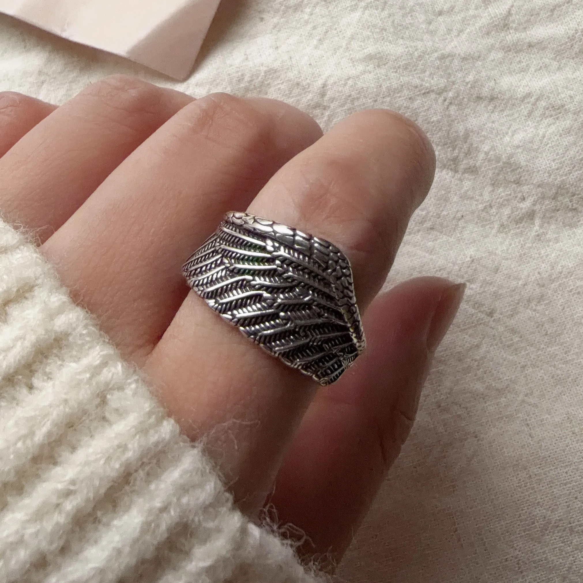 خواتم من الفضة الإسترليني عيار 925 للنساء مجوهرات رفيعة هندسية قابلة للتعديل على شكل ورقة شجر كلاسيكية كهدية لحفلات أعياد الميلاد #6