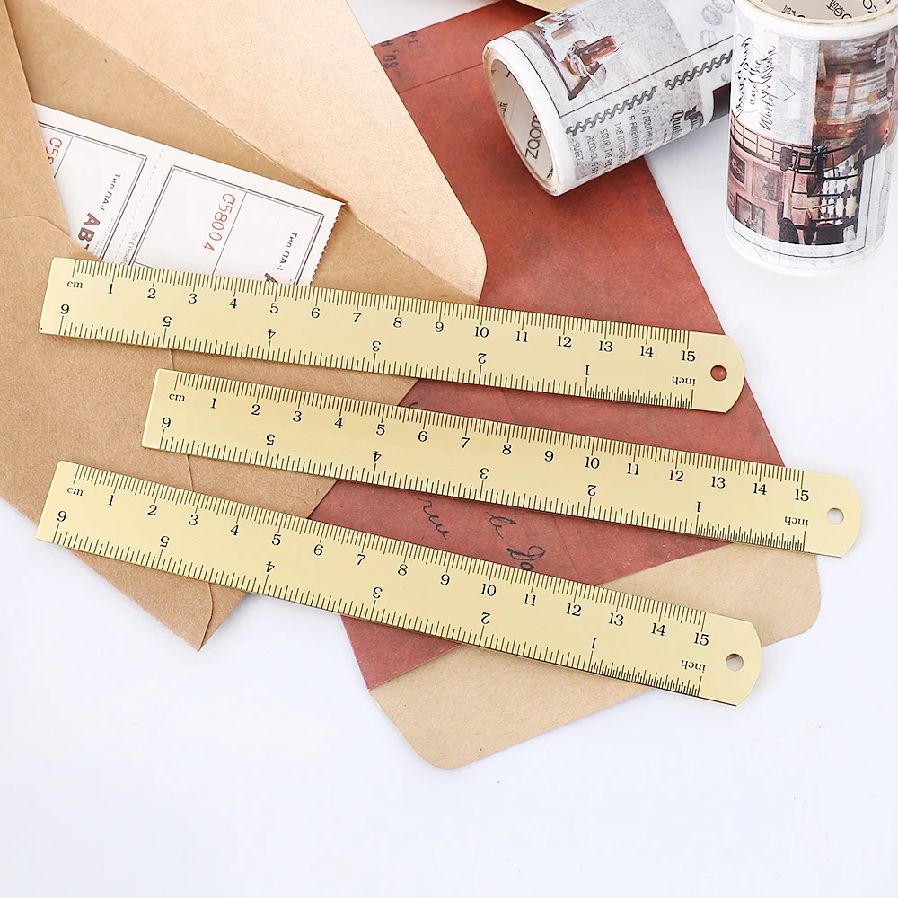 15cm metal Straight Ruler for School Office Stationery Metal Painting Drawing Tools Chancery Measuring Ruler Bookmark