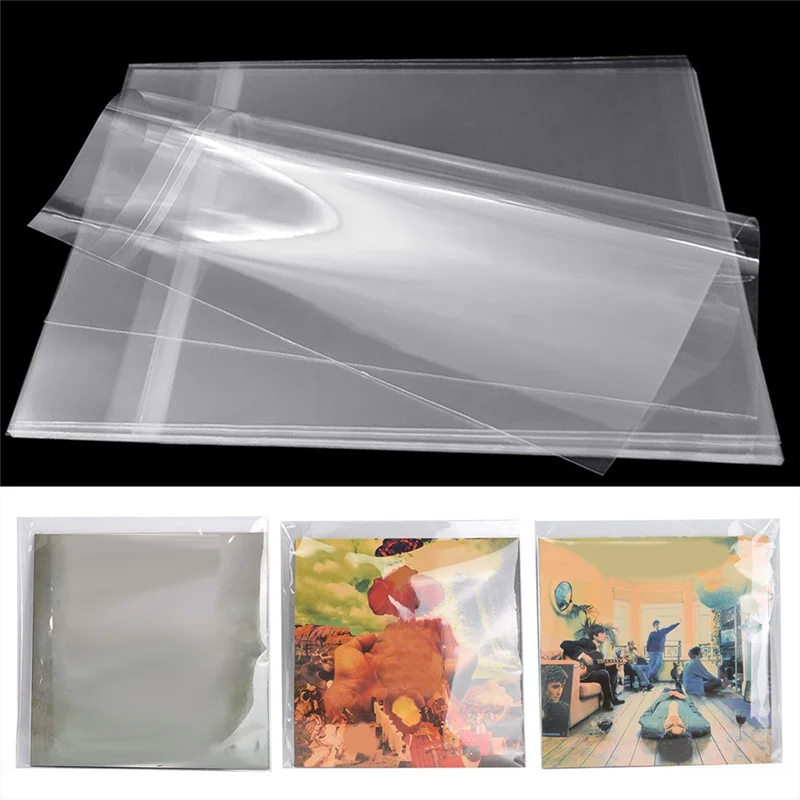 Funda protectora para disco de vinilo, bolsa autoadhesiva para tocadiscos LP, 50 piezas, 12 pulgadas