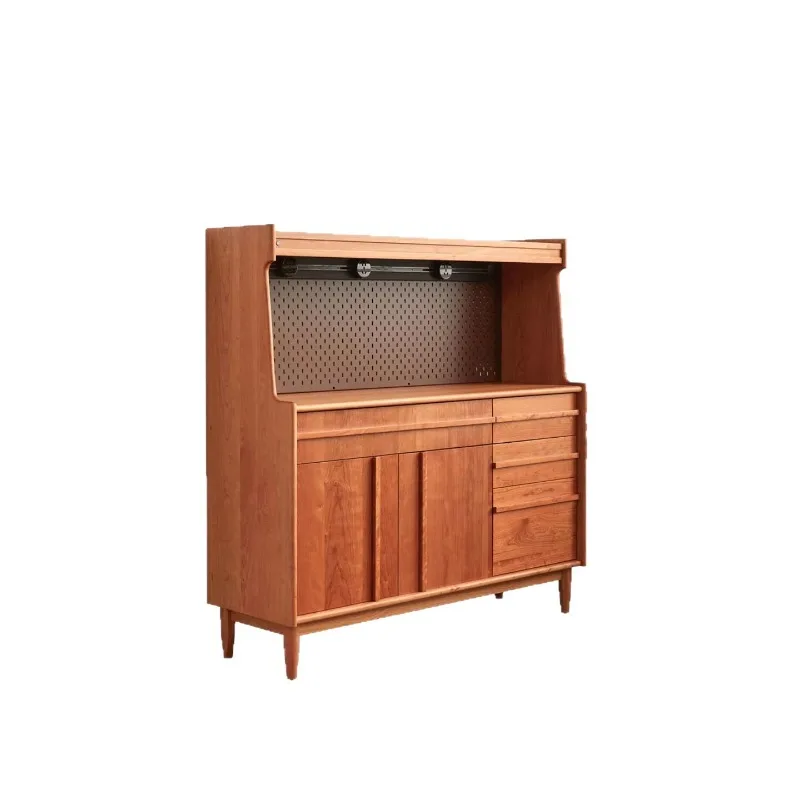 

Cherry Wood Sideboard Wall-Facing Integrated Storage Modern Simple Home Kitchen Storage Pantry Cabinet
